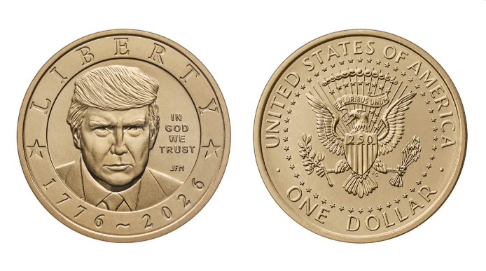Мінфін США показав золотий долар із портретом Трампа: фото Мінфін США показав золотий долар із портретом Трампа: фото